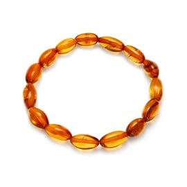 Bracelet élastique ambre cognac