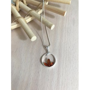 Collier ambre et argent rhodie