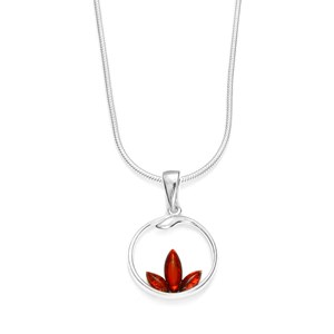 Collier ambre et argent rhodie