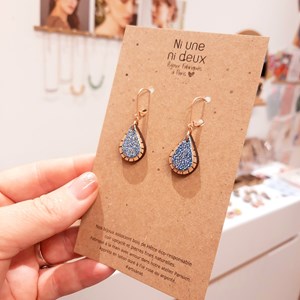 Boucles d'oreilles en bois goutte sirène