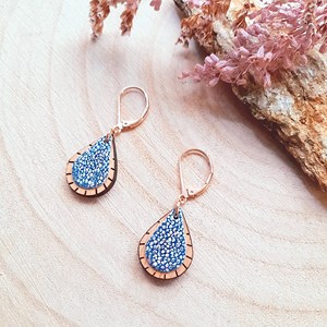 Boucles d'oreilles en bois goutte sirène