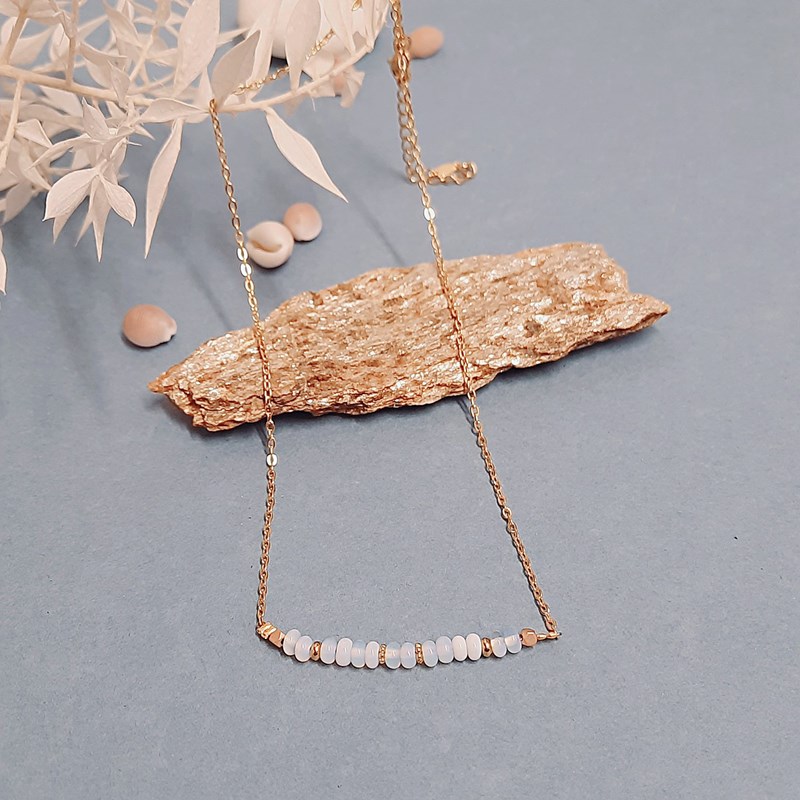 Collier minimaliste rêve mariage blanc