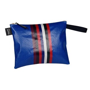 Pochette cirée léna chevron bleu atoll