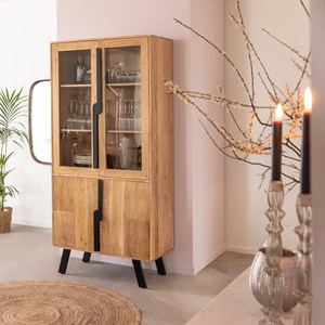 Vitrine en bois d'acacia et métal mano