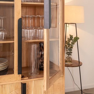 Vitrine en bois d'acacia et métal mano