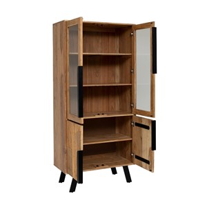 Vitrine en bois d'acacia et métal mano