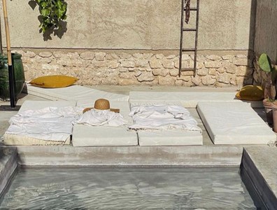 Tiki matelas de plage beige 180x60xh10
