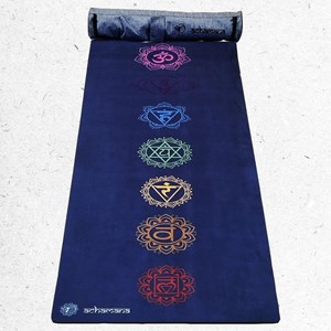 Tapis yoga latex & suede 7 chakras + sac