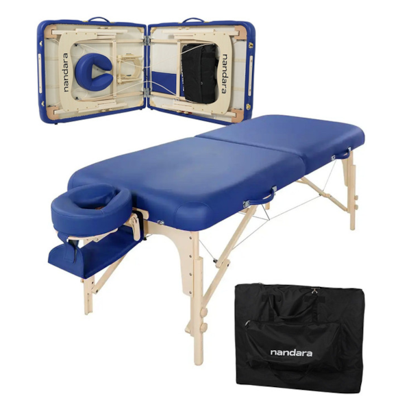 Table De Massage Pliante Professionnelle 2 Sections - 80 X 213 Cm - Hauteur Réglable 67.5 à 88 Cm