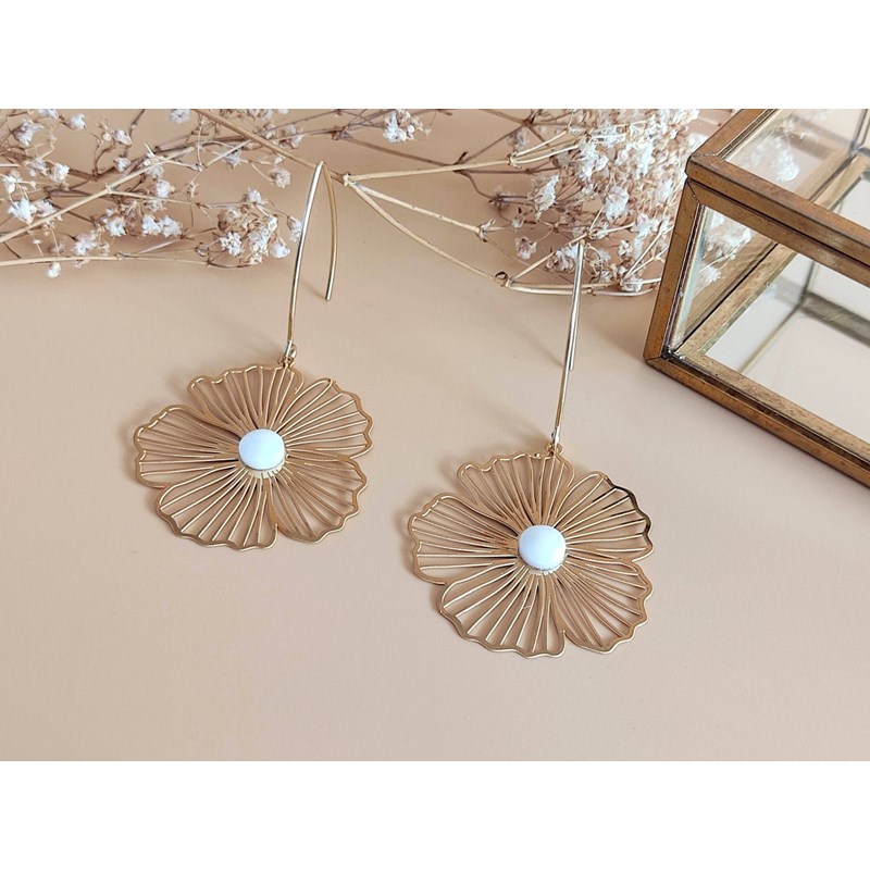 Boucles d'oreilles fleur nacre