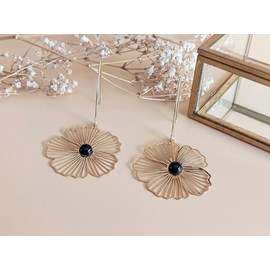 Boucles d'oreilles  fleur agate