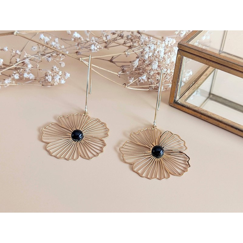 Boucles d'oreilles fleur agate