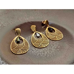 Boucles d'oreilles  goutte noir