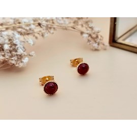 Boucles oreilles  dorées cornaline