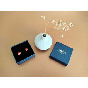 Boucles oreilles  dorées cornaline