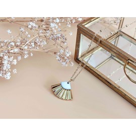 Collier  éventail doré et blanc