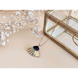 Collier  éventail doré et noir