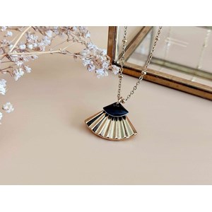 Collier  éventail doré et noir