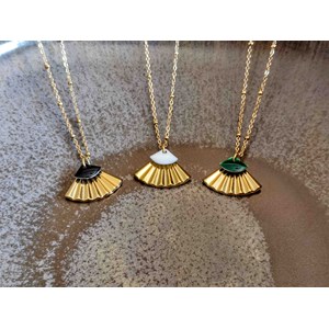 Collier  éventail doré et noir