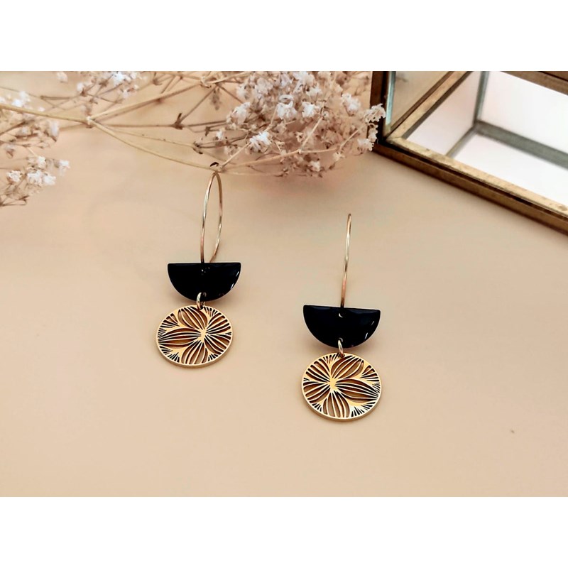 Boucles d'oreilles créoles fleur