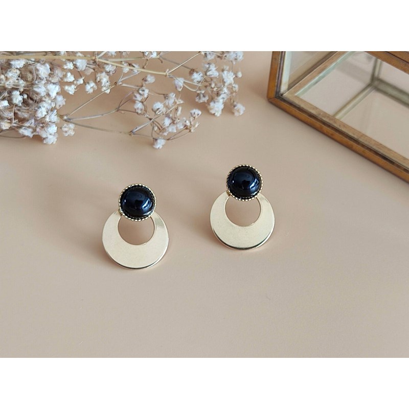 Boucles d'oreilles agate 3en1