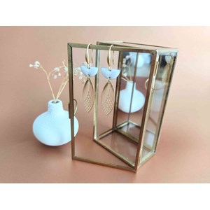 Boucles d'oreilles  demi-lune blanc