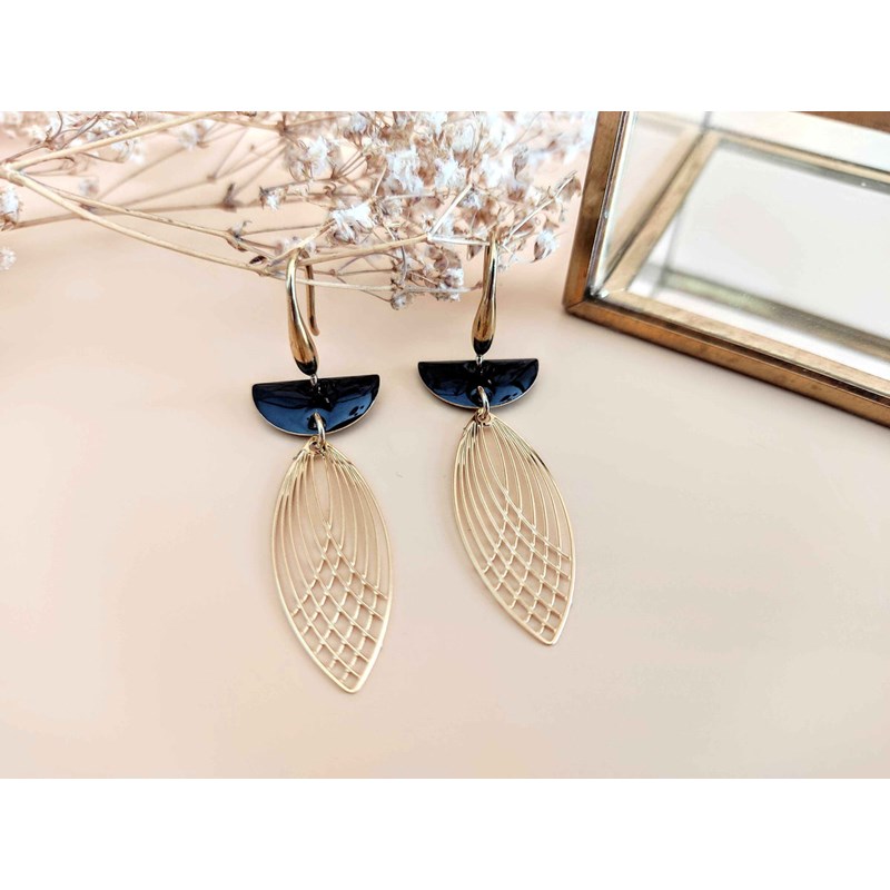 Boucles d'oreilles demi-lune noir