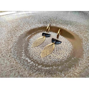 Boucles d'oreilles  demi-lune noir