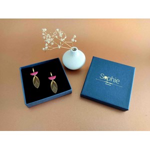 Boucles d'oreilles  demi-lune rose