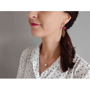 Boucles d'oreilles  demi-lune rose