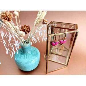 Boucles d'oreilles  demi-lune rose