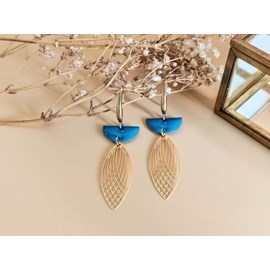 Boucles d'oreilles  demi-lune bleu