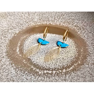 Boucles d'oreilles  demi-lune bleu
