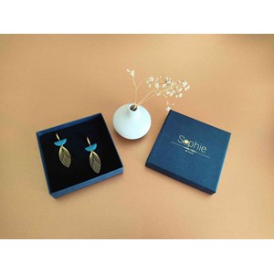 Boucles d'oreilles  demi-lune bleu