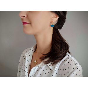 Boucles d'oreilles  demi-lune bleu