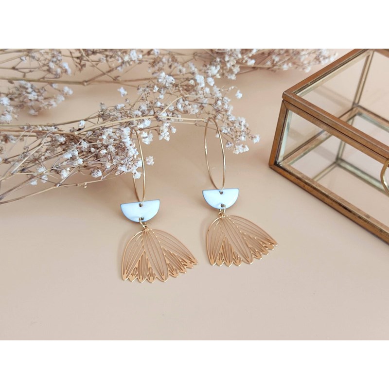 Créoles demi-lune blanc