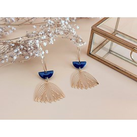 Créoles demi-lune bleu