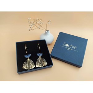 Créoles demi-lune bleu