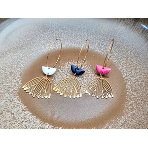 Créoles demi-lune bleu