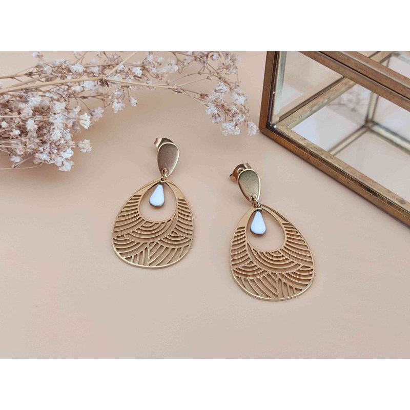 Boucles d'oreilles goutte blanc