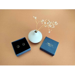 Boucles oreilles  dorées agate noire