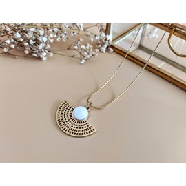 Collier  demi-lune nacre blanche