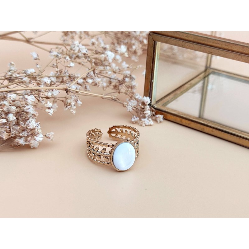 Bague ajustable doré nacre