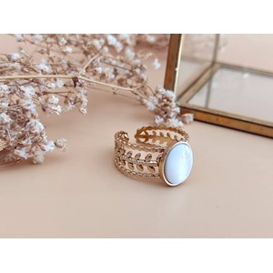 Bague ajustable  doré nacre