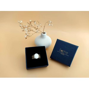 Bague ajustable  doré nacre