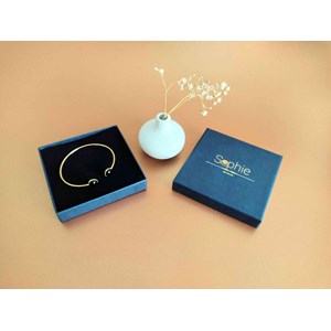 Bracelet jonc  doré agate noir