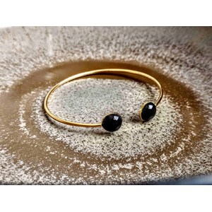 Bracelet jonc  doré agate noir