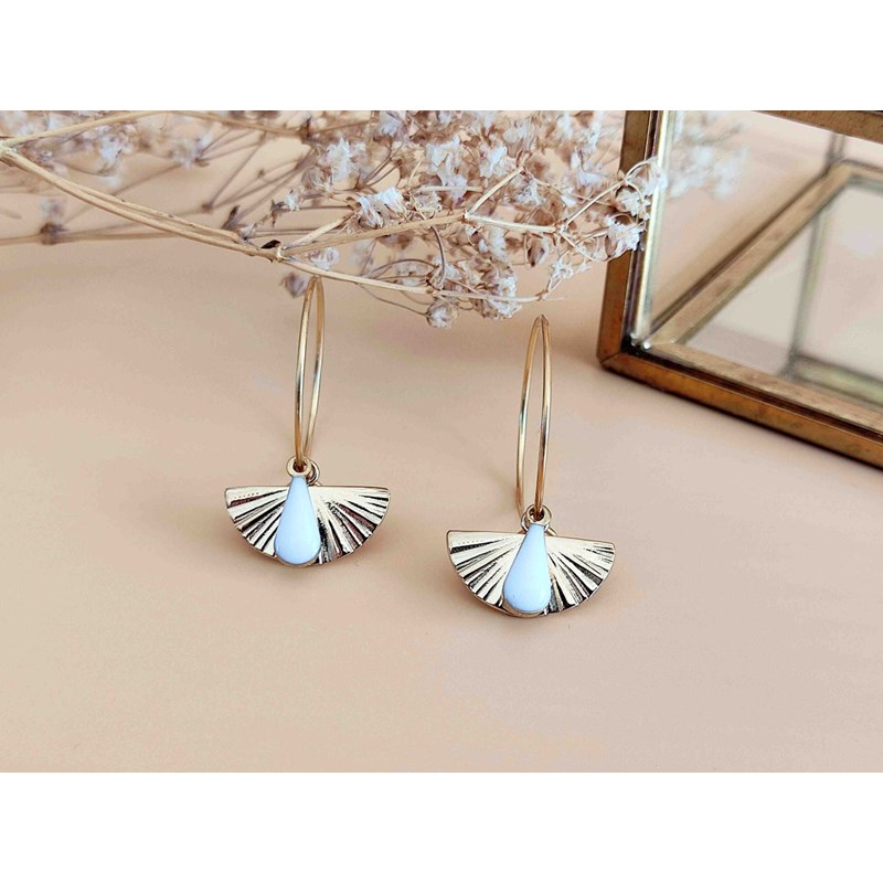 Boucles d'oreilles demi-lune blanc