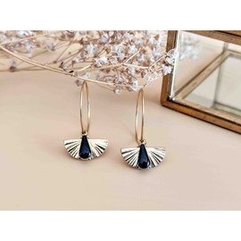 Boucles d'oreilles éventail noir