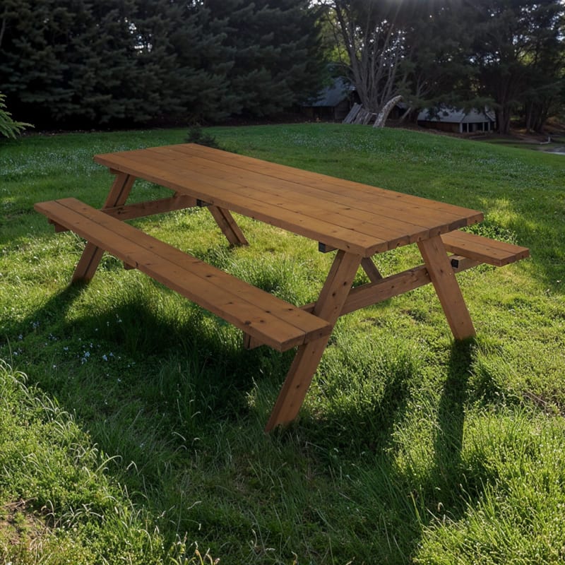 Cémonjardin - Table de pique-nique en bois 8 person...
